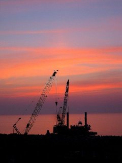 暑中お見舞い、ひまわりロード、日本海の夕焼け