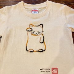 New Design 背守りTee  ミケ猫の招き猫+福