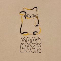 New Design 招き猫（三毛のオス猫）+「GOOD LUCK」、 背守り「福」+太陽型スタンプ