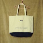 画像1: 【送料無料】shiii+po キャンバストートバッグ 大　PARIS　Natural/Navy (1)