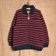 画像1: Canadian Sweater Company Ltd. 手編みボーダーカウチンセーター　Navy/Red (1)