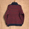 画像2: Canadian Sweater Company Ltd. 手編みボーダーカウチンセーター　Navy/Red (2)