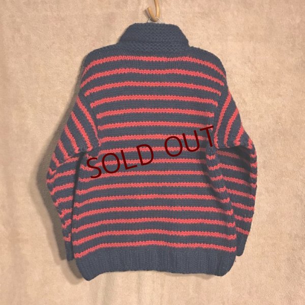 画像2: Canadian Sweater Company Ltd. 手編みボーダーカウチンセーター　Navy/Red