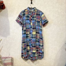 画像1: BEAMS BOY  SS クレイジーマドラスチェックシャツワンピース (1)