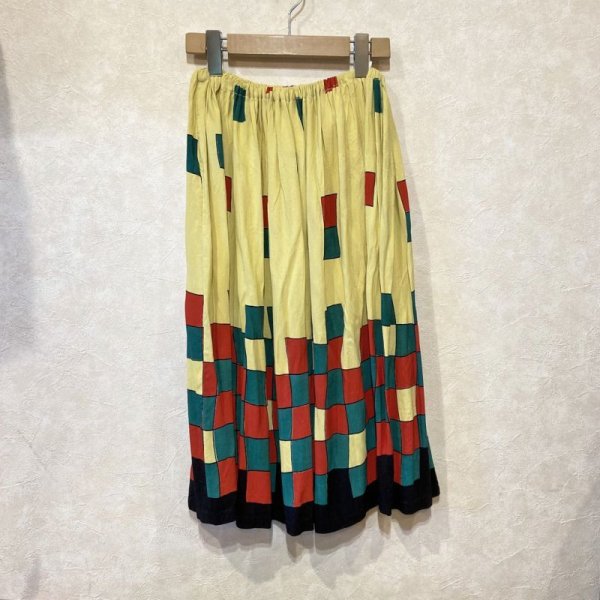 画像1: Vintage　ハンドメイドレーヨンスカート