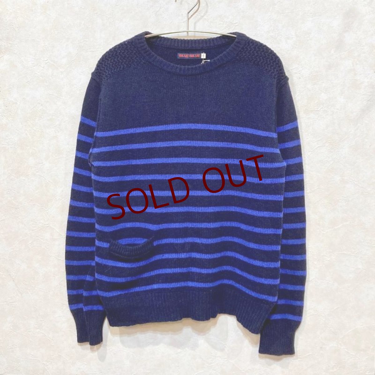 画像1: BLUE BLUE　ポケット付きボーダーニット　size 2 (1)