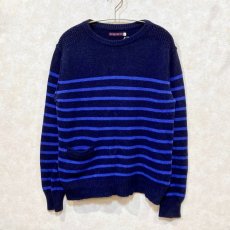 画像1: BLUE BLUE　ポケット付きボーダーニット　size 2 (1)