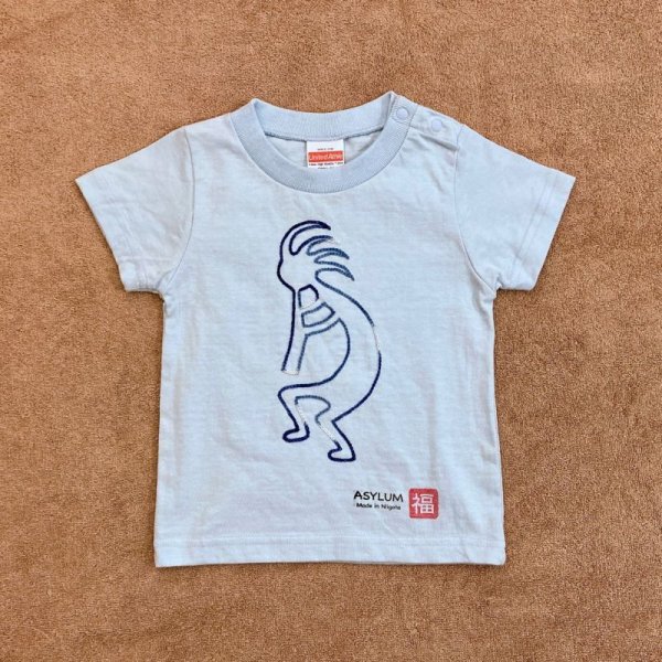 画像1: shiii+po　Kokopelli＋麻の葉の背守りTee　L.Blue　size 90