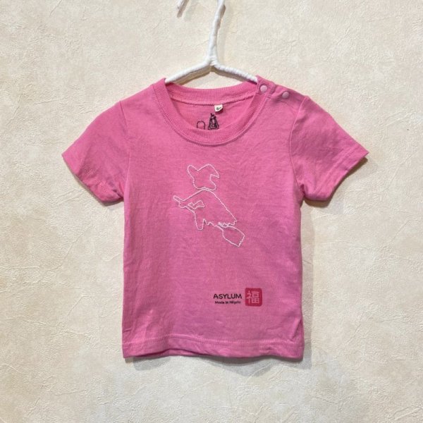 画像1: shiii+po　魔女 + 黒猫の背守りTee　Pink　size 80