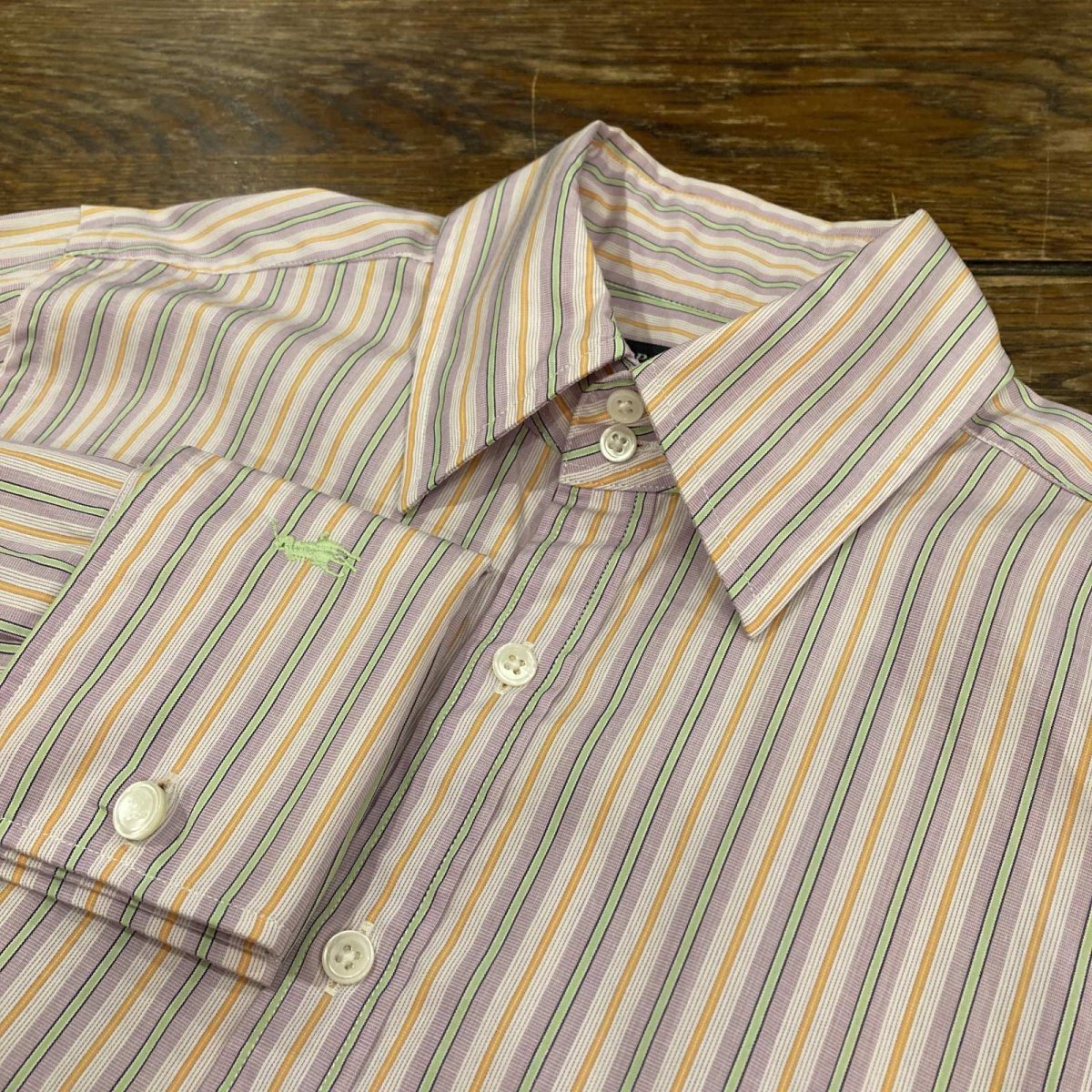 画像3: RALPH LAUREN ダブルカフスのドゥエボットーニシャツ　size  9 (3)