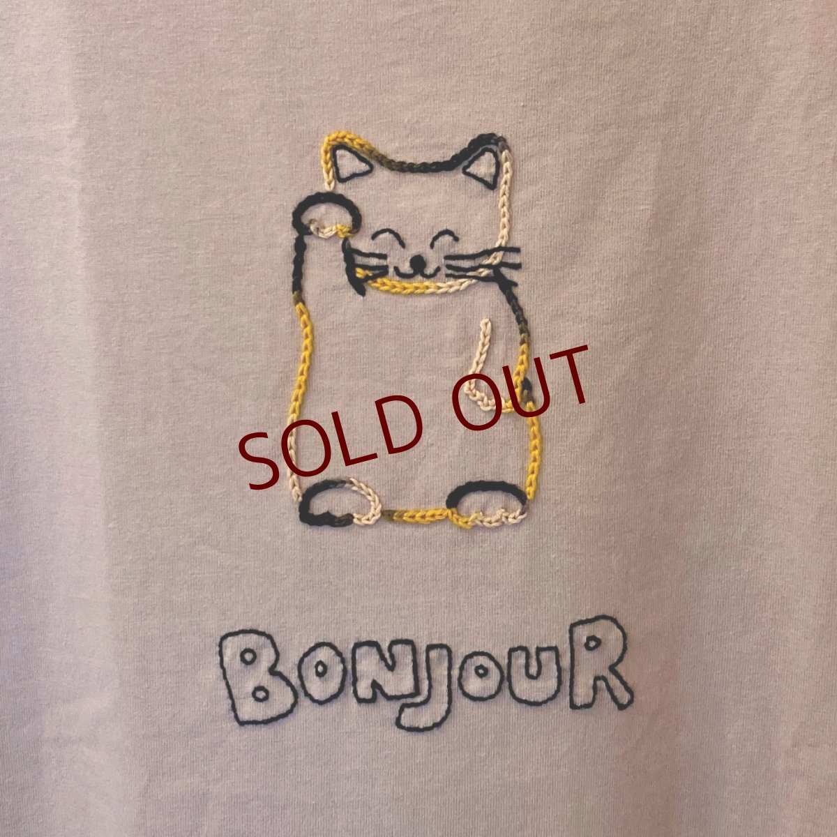 画像4: shiii+po 三毛オスの招き猫 表裏+「BONJOUR」「?!」 size wide-L (4)