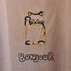 画像4: shiii+po　三毛オスの招き猫 表裏＋「BONJOUR」「？！」 size wide-L (4)