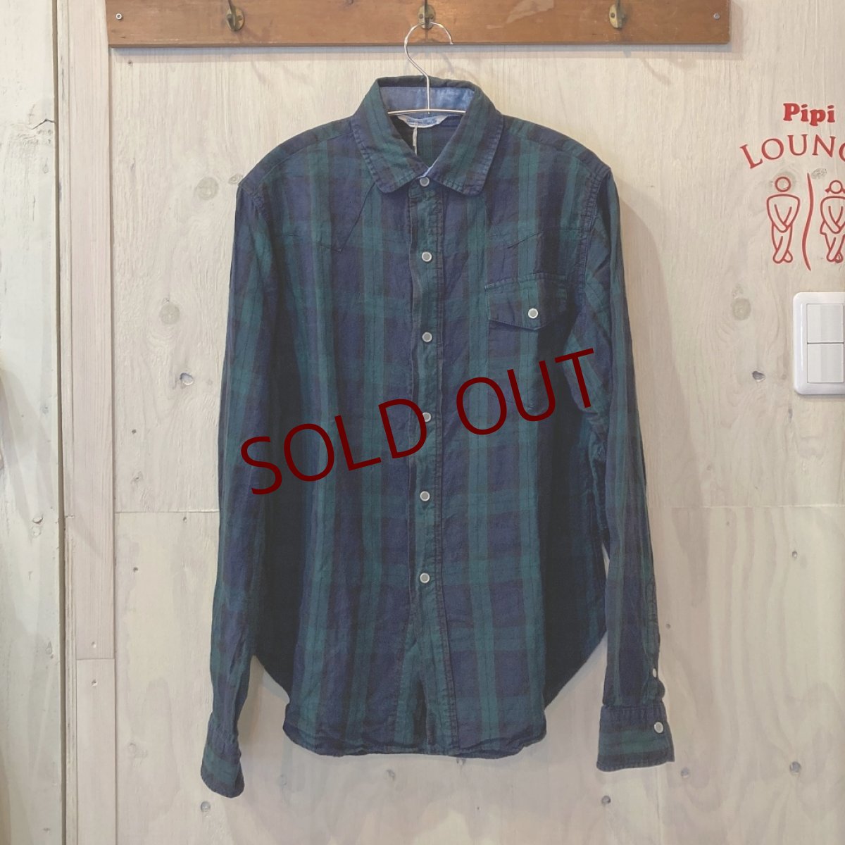 画像1: American Rag Cie　リネン丸襟ウエスタンシャツ　size L (1)