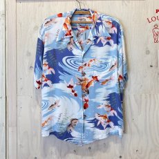 画像2: SUNSURF　ヴィンテージレプリカアロハ　ちりめん金魚　size L (2)