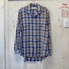 画像1: SHIPS x Berger Allemand　マドラスチェックオープンカラーシャツ　size L (1)