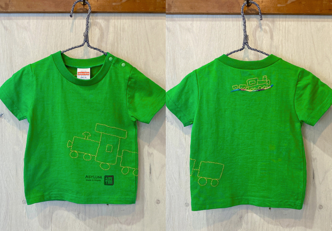 shiii+po 背守りTee choochoo train Green size 90