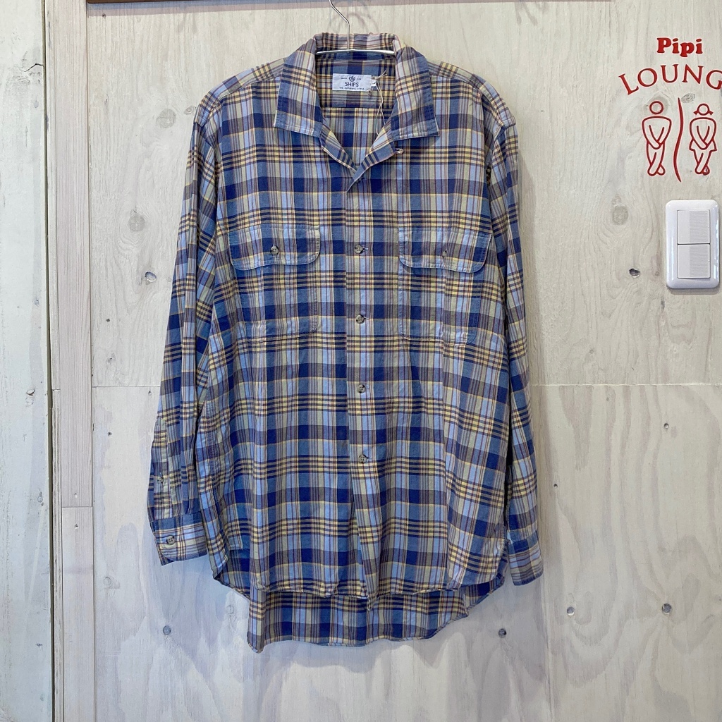 SHIPS x Berger Allemand　マドラスチェックオープンカラーシャツ　size L