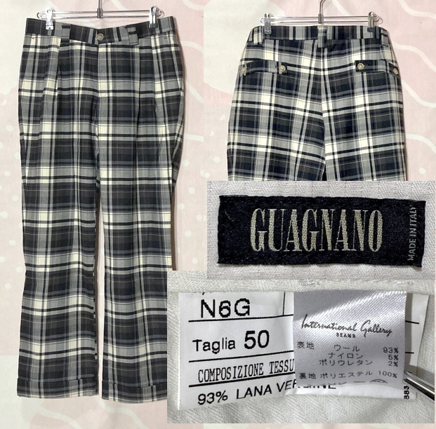 International Gallery BEAMS x GUAGNANO Italy  チェックウールパンツ　size 50 W92xL75