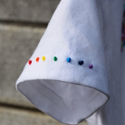 画像1: 【参考商品】オーダー背守りTee 　ダブルふくろう+レインボードット　for MANAMI