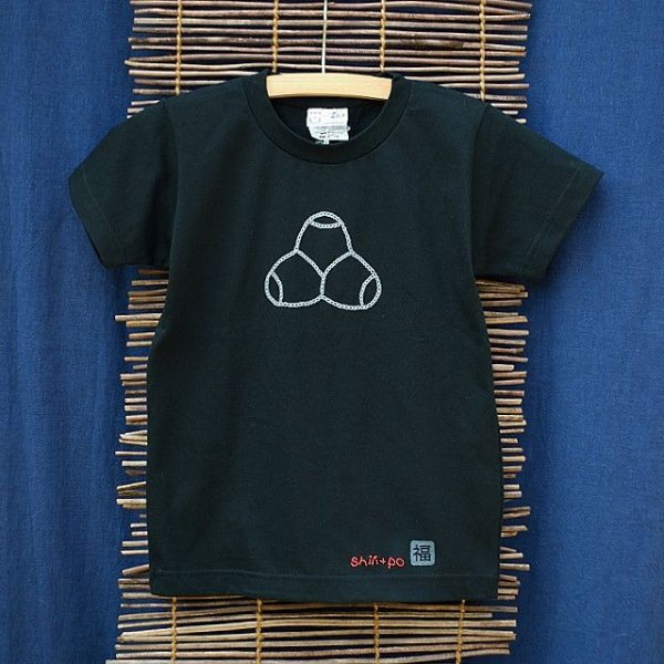 画像1: shiii+po　背守りTee　TETORA de BLOCK（ぷくぷくVer.）　Black　size Jr.M (1)