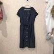 画像1: SHIPS フレンチスリーブリネン混ワンピース　Navy size M (1)