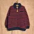 画像1: Canadian Sweater Company Ltd. 手編みボーダーカウチンセーター　Navy/Red (1)