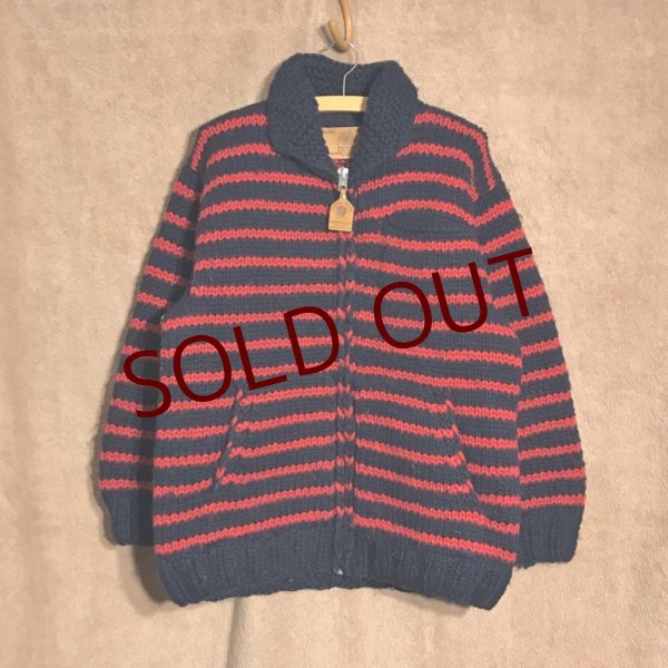 画像1: Canadian Sweater Company Ltd. 手編みボーダーカウチンセーター　Navy/Red (1)